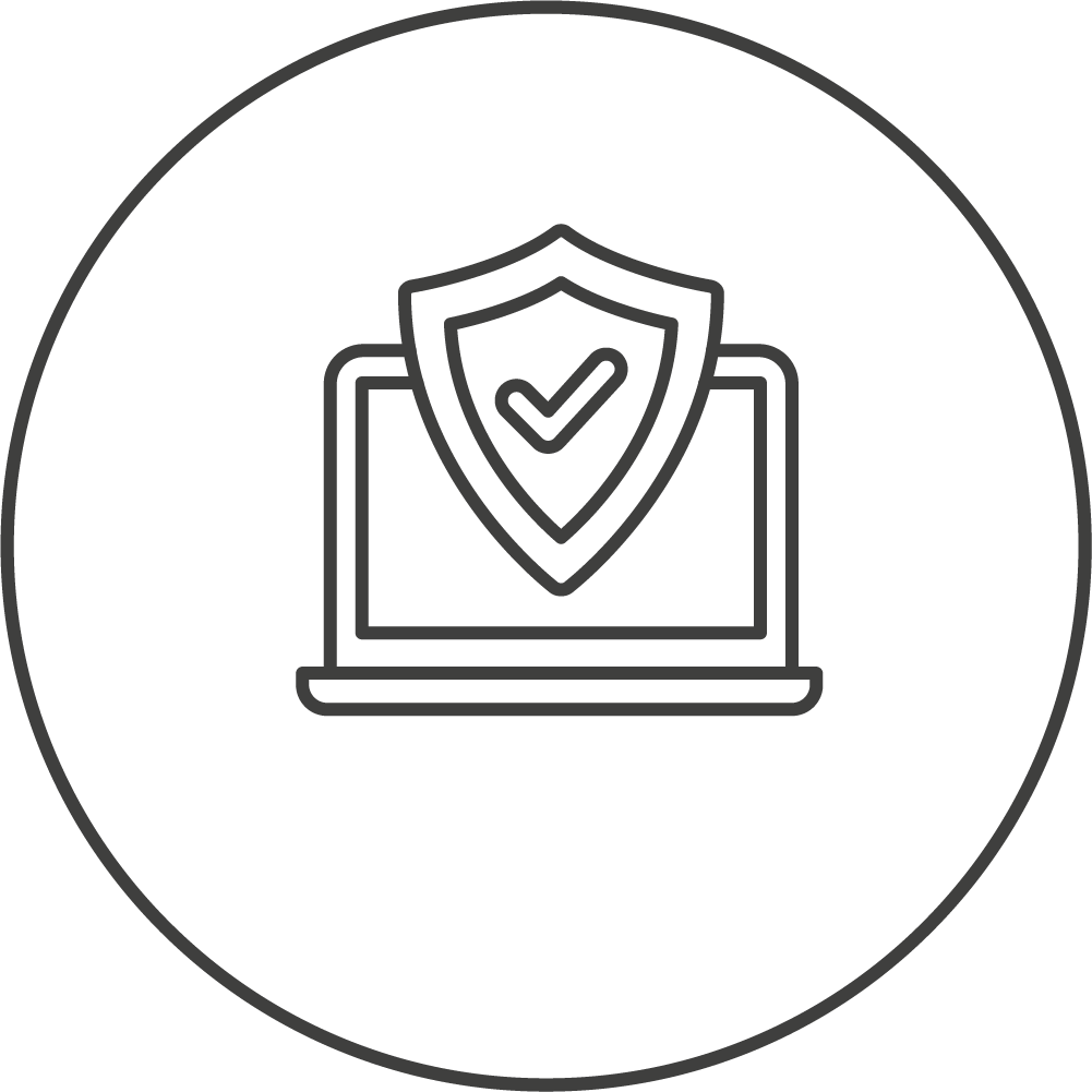 Icon of a laptop with protective shield