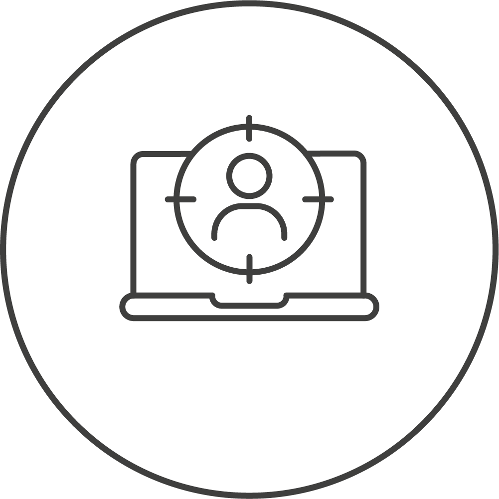 Icon of a laptop with a human icon in it