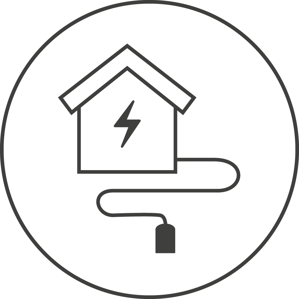 Icon house with power connection