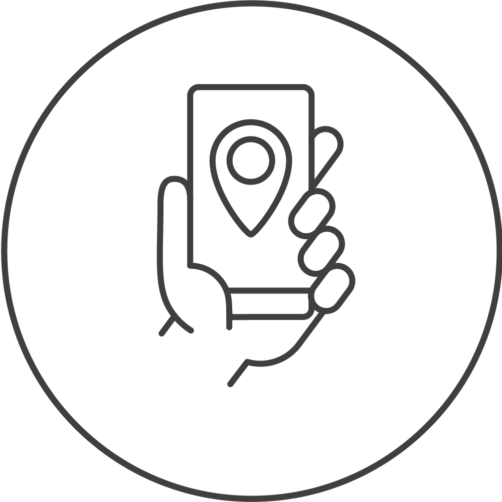 Icon of a cell phone with maps open